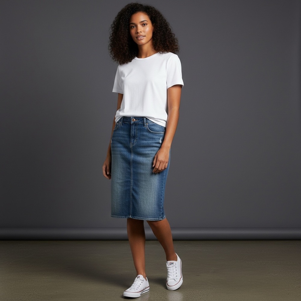 H&M Blue Denim Pencil Skirt